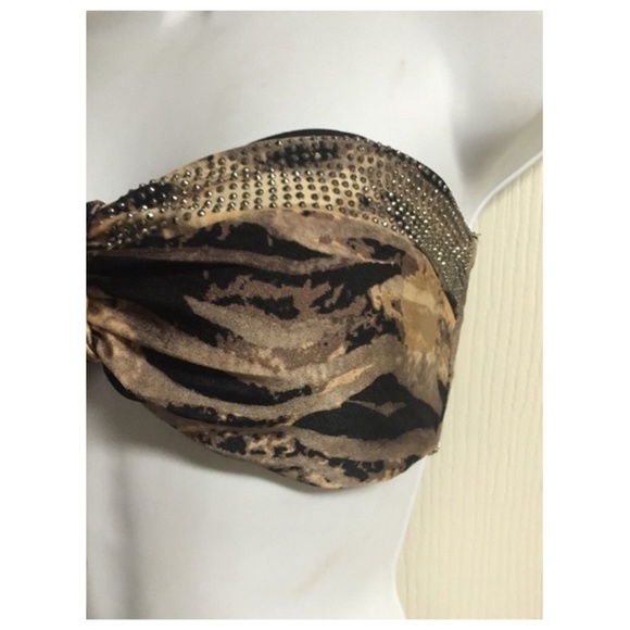 Stud Embellished Bandeau Hipster Bikini Swimsuit L - Picture 6 of 8